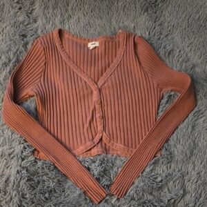 Aerie Rust Ribbed Knit Top